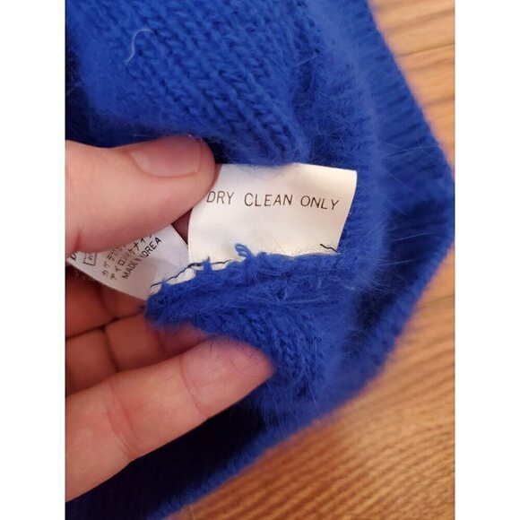 Vtg Connie A Lee Sweater Size M/L? 80% Angora Royal Blue Dolman Sleeve Beaded - Picture 10 of 14